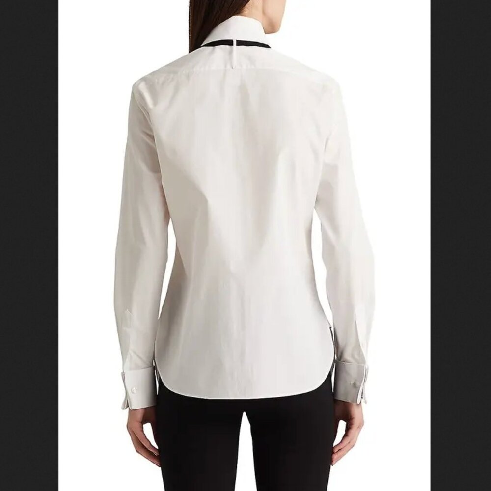 NWOT $995 Ralph Lauren Purple label Cormac Bow White Shirt - Picture 6 of 17